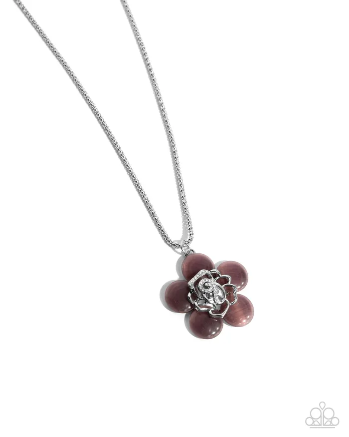 Paparazzi Accessories Necklaces Floral Freestyle Purple Cats Eye Flower Silver Rose Short Necklace Paparazzi Paparazzi Accessories Necklaces Floral Freestyle Purple Cats Eye Flower Silver Rose Short Necklace Paparazzi