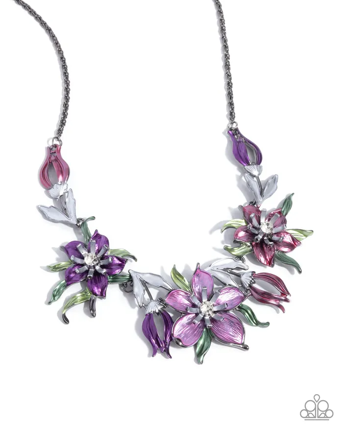 Paparazzi Accessories Necklaces Floral Protocol Multi Pink Purple Green Flower Gunmetal Short Necklace Paparazzi Life of the Party November 2024 Paparazzi Accessories Necklaces Floral Protocol Multi Pink Purple Green Flower Gunmetal Short Necklace Paparazzi Life of the Party November 2024