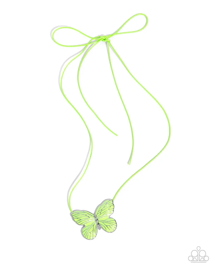 Paparazzi Accessories Necklaces Fluttering Fervor Green Butterfly Cord Tie Necklace Paparazzi Paparazzi Accessories Necklaces Fluttering Fervor Green Butterfly Cord Tie Necklace Paparazzi