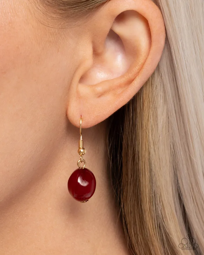 Paparazzi Accessories Necklaces Forever Feature Red Wine Bead White Pearl Gold Short Necklace Paparazzi