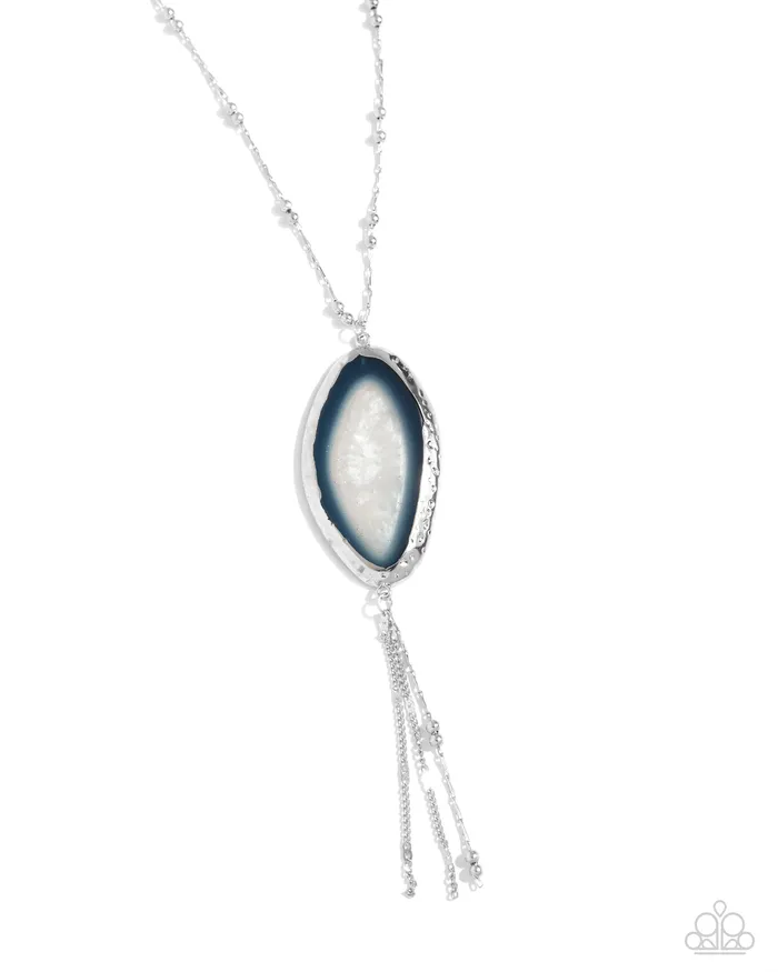 Paparazzi Accessories Necklaces Geode Gamble Blue Stone Silver Tassel Short Necklace Paparazzi Paparazzi Accessories Necklaces Geode Gamble Blue Stone Silver Tassel Short Necklace Paparazzi