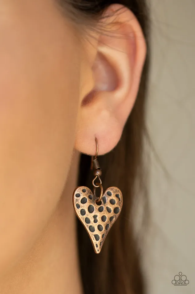 Paparazzi Accessories Necklaces Hardened Hearts Copper Heart Vintage Long Necklace Paparazzi