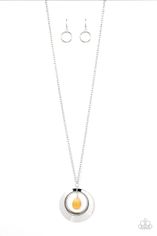 Paparazzi Accessories Necklaces Inner Tranquility Yellow Teardrop Stone Silver Necklace Paparazzi Paparazzi Accessories Necklaces Inner Tranquility Yellow Teardrop Stone Silver Necklace Paparazzi