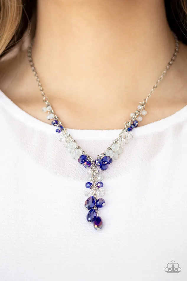 Paparazzi Accessories Necklaces Iridescent Illumination Paparazzi Blue Iridescent Bead Silver Necklace