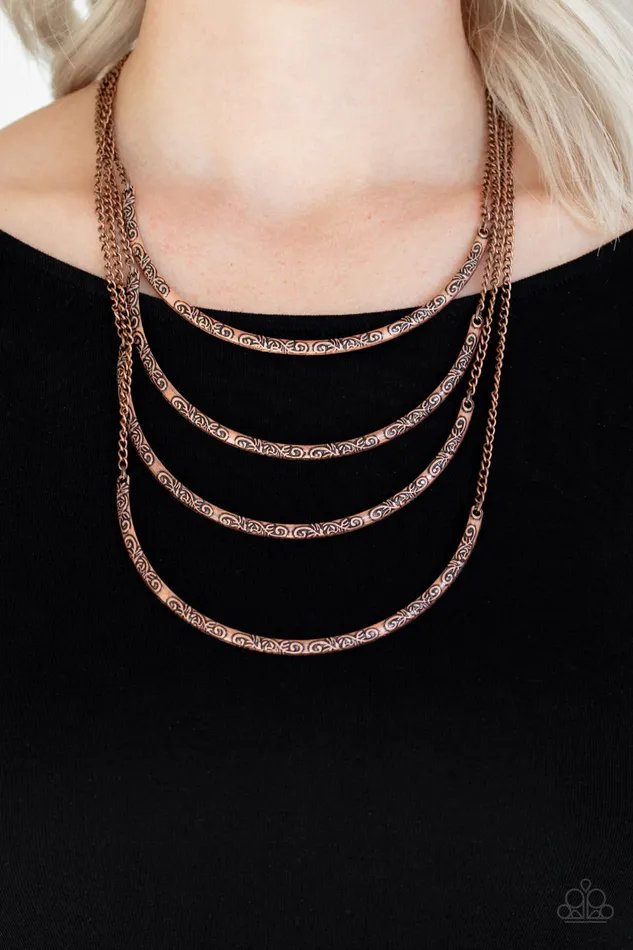 Paparazzi Accessories Necklaces It Will Be Over MOON Copper Crescent Layered Necklace Paparazzi
