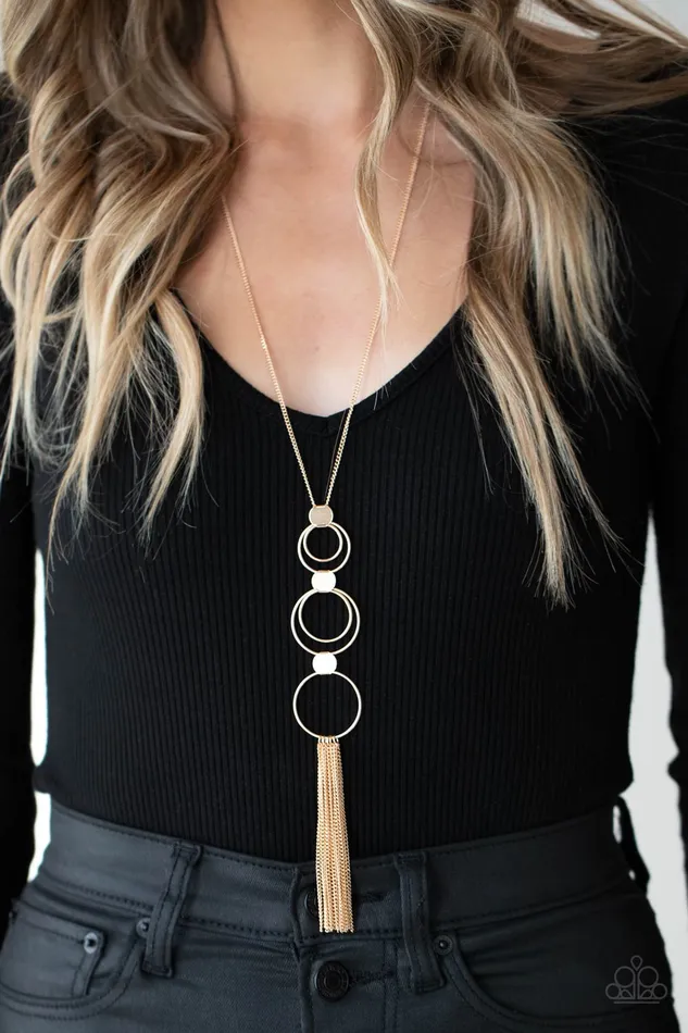 Paparazzi Accessories Necklaces Join The Circle Gold Circle Disc Necklace Paparazzi