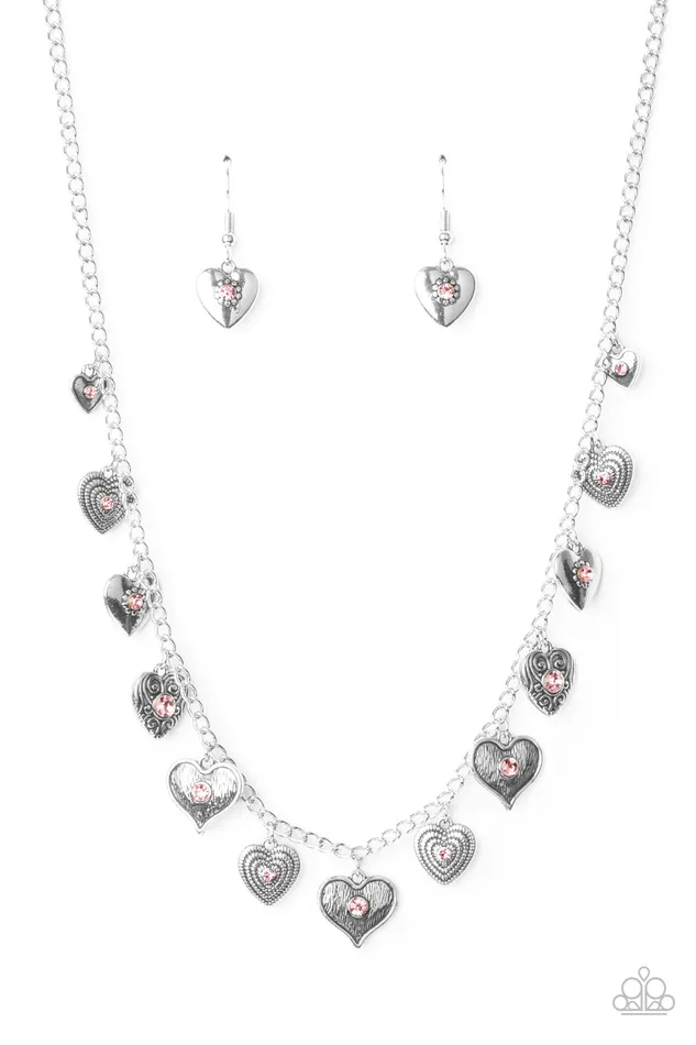 Paparazzi Accessories Necklaces Lovely Lockets Pink Rhinestone Silver Heart Necklace Paparazzi Paparazzi Accessories Necklaces Lovely Lockets Pink Rhinestone Silver Heart Necklace Paparazzi