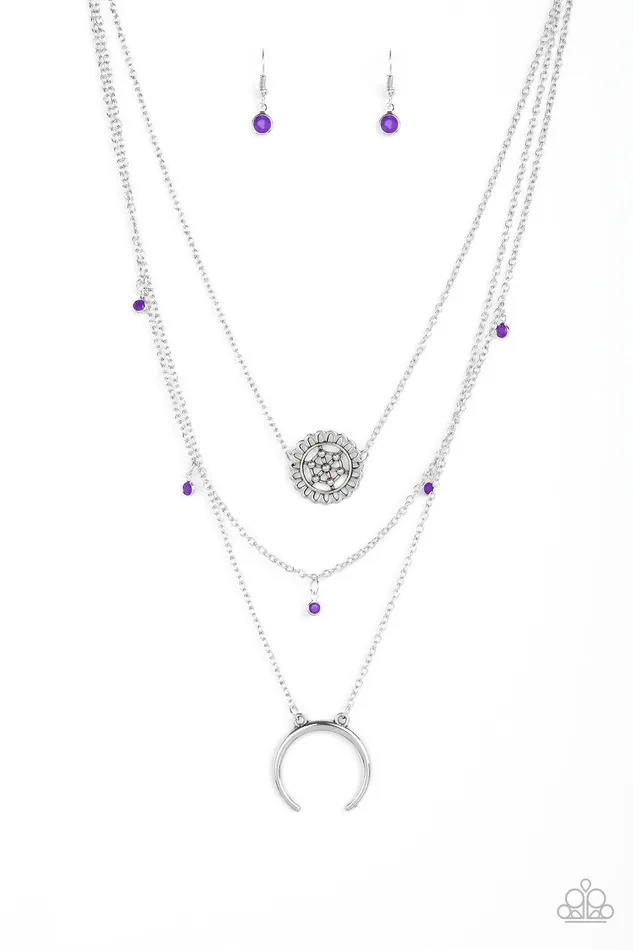 Paparazzi Accessories Necklaces Lunar Lotus Purple Bead Silver Layered Necklace Paparazzi Paparazzi Accessories Necklaces Lunar Lotus Purple Bead Silver Layered Necklace Paparazzi