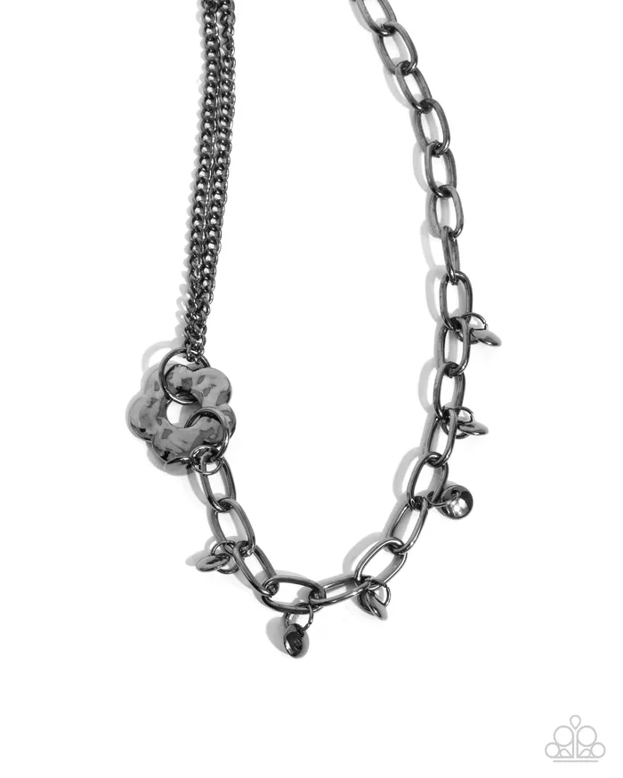Paparazzi Accessories Necklaces Magic Merger Black Gunmetal Flower Short Necklace Paparazzi Paparazzi Accessories Necklaces Magic Merger Black Gunmetal Flower Short Necklace Paparazzi