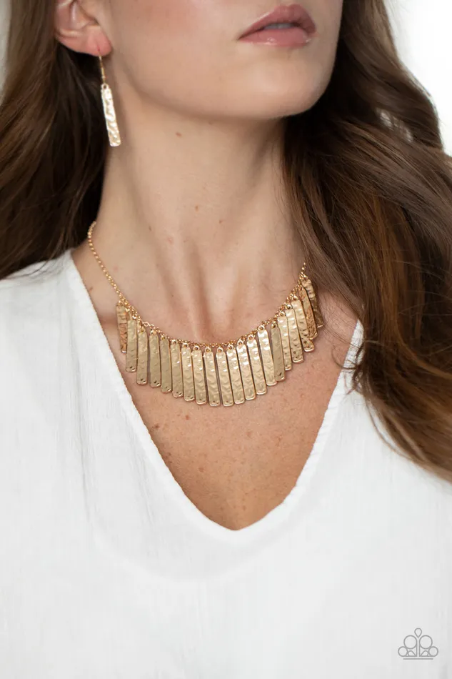 Paparazzi Accessories Necklaces Metallic Muse Gold Fringe Necklace Paparazzi