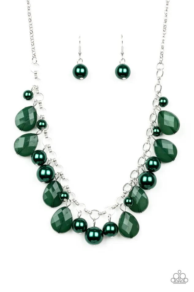 Paparazzi Accessories Necklaces Pacific Posh Paparazzi Green Bead and Pearl Silver Necklace Paparazzi Accessories Necklaces Pacific Posh Paparazzi Green Bead and Pearl Silver Necklace