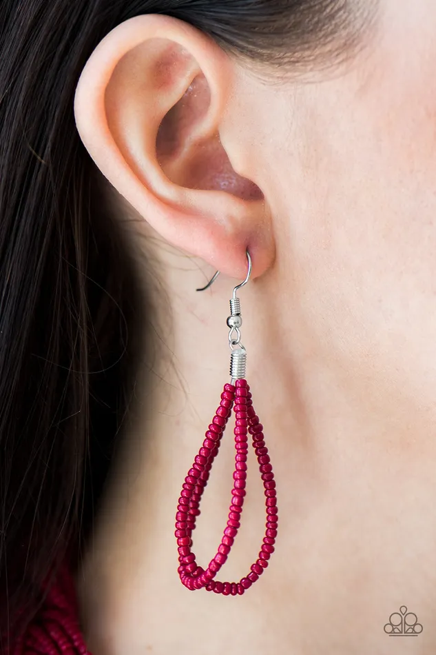 Paparazzi Accessories Necklaces Paparazzi Brazilian Brilliance Red and Silver Seed Bead Necklace Paparazzi Accessories Necklaces Paparazzi Brazilian Brilliance Red and Silver Seed Bead Necklace