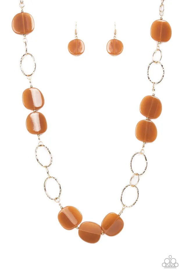 Paparazzi Accessories Necklaces Posh Promenade Brown Acrylic Bead Gold Necklace Paparazzi Paparazzi Accessories Necklaces Posh Promenade Brown Acrylic Bead Gold Necklace Paparazzi