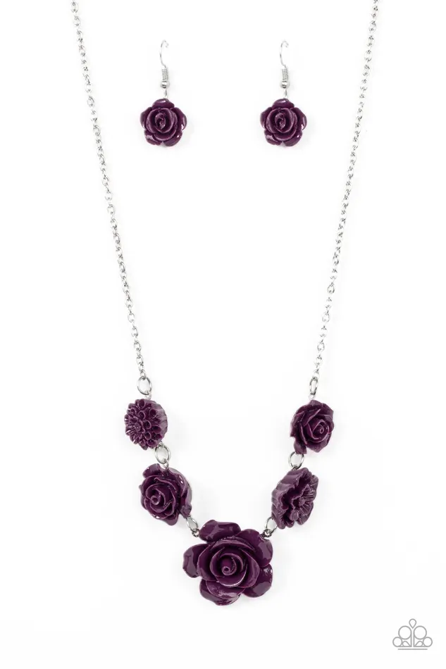 Paparazzi Accessories Necklaces PRIMROSE and Pretty Purple Plum Resin Rose Silver Necklace Paparazzi Paparazzi Accessories Necklaces PRIMROSE and Pretty Purple Plum Resin Rose Silver Necklace Paparazzi