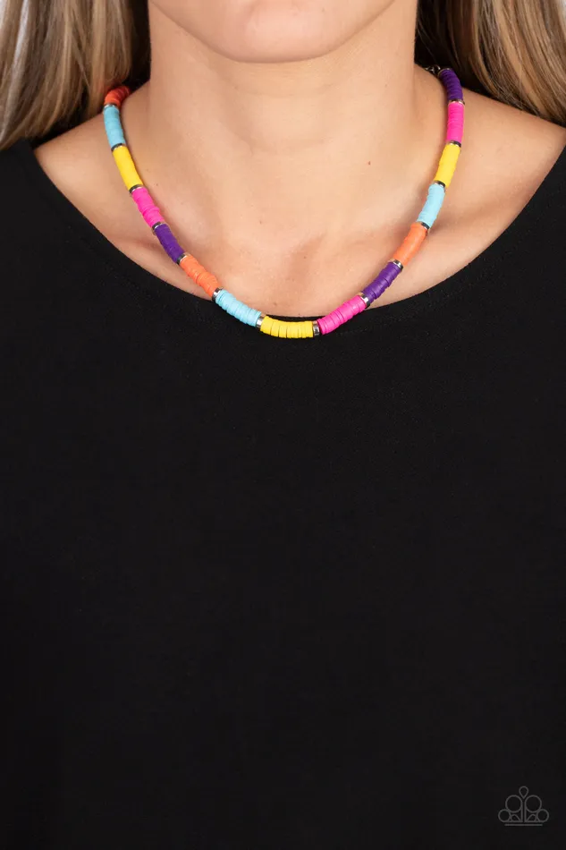 Paparazzi Accessories Necklaces Rainbow Road Multi Color Disc Choker Necklace Paparazzi