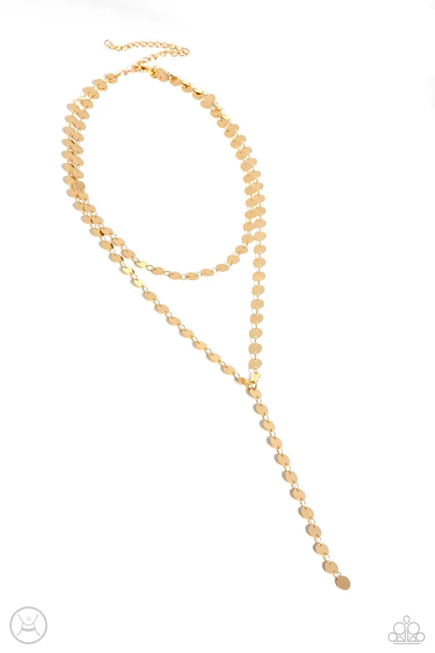 Paparazzi Accessories Necklaces Reeling in Radiance Gold Disc Layered Y Choker Necklace Paparazzi Paparazzi Accessories Necklaces Reeling in Radiance Gold Disc Layered Y Choker Necklace Paparazzi