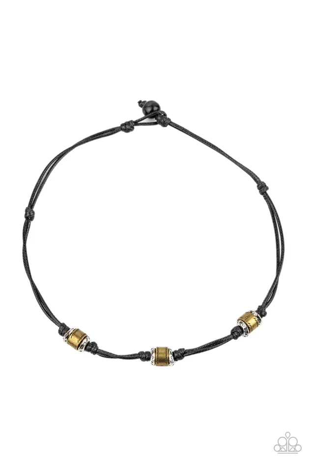 Paparazzi Accessories Necklaces Renegade Ranger Black Cord Silver and Brass Accent Urban Necklace Paparazzi Paparazzi Accessories Necklaces Renegade Ranger Black Cord Silver and Brass Accent Urban Necklace Paparazzi