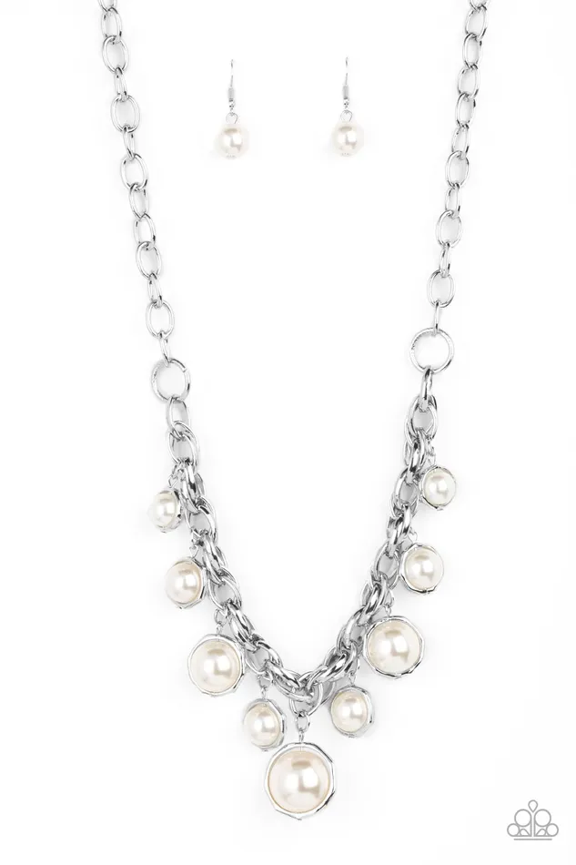 Paparazzi Accessories Necklaces Revolving Refinement White Pearl Silver Necklace Paparazzi Paparazzi Accessories Necklaces Revolving Refinement White Pearl Silver Necklace Paparazzi