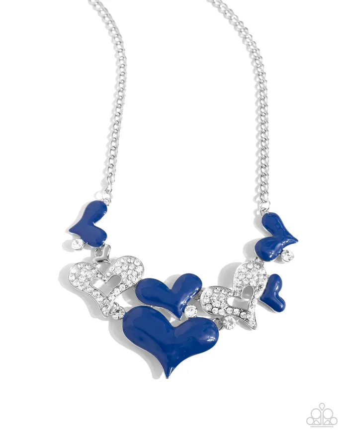 Paparazzi Accessories Necklaces Room in My Heart for More Blue Heart White Gem Silver Short Necklace Paparazzi Paparazzi Accessories Necklaces Room in My Heart for More Blue Heart White Gem Silver Short Necklace Paparazzi