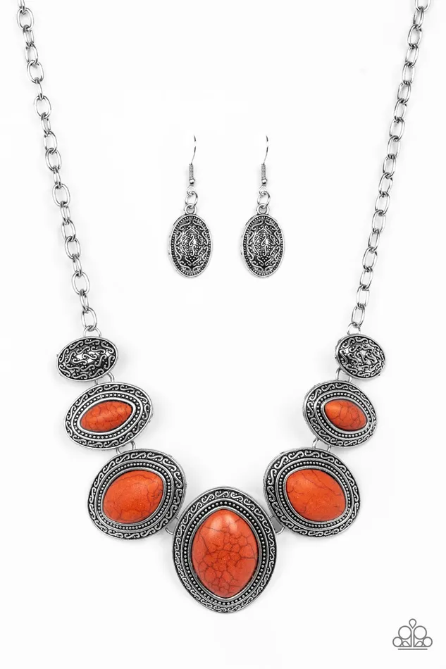 Paparazzi Accessories Necklaces Sierra Serenity Orange Cracked Stone Tribal Necklace Paparazzi Paparazzi Accessories Necklaces Sierra Serenity Orange Cracked Stone Tribal Necklace Paparazzi