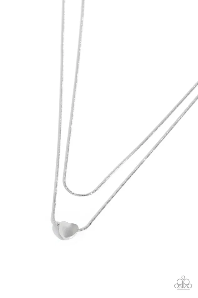 Paparazzi Accessories Necklaces Sweetheart Series Silver Heart Layered Choker Necklace Paparazzi Paparazzi Accessories Necklaces Sweetheart Series Silver Heart Layered Choker Necklace Paparazzi