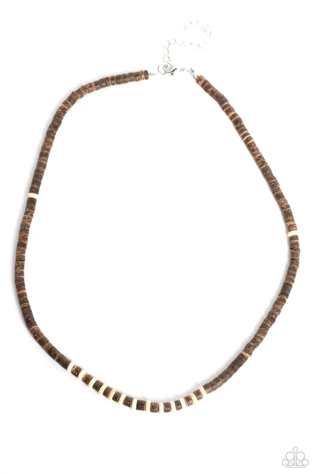 Paparazzi Accessories Necklaces The WOOD Times White and Brown Wooden Bead Urban Short Necklace Paparazzi Paparazzi Accessories Necklaces The WOOD Times White and Brown Wooden Bead Urban Short Necklace Paparazzi