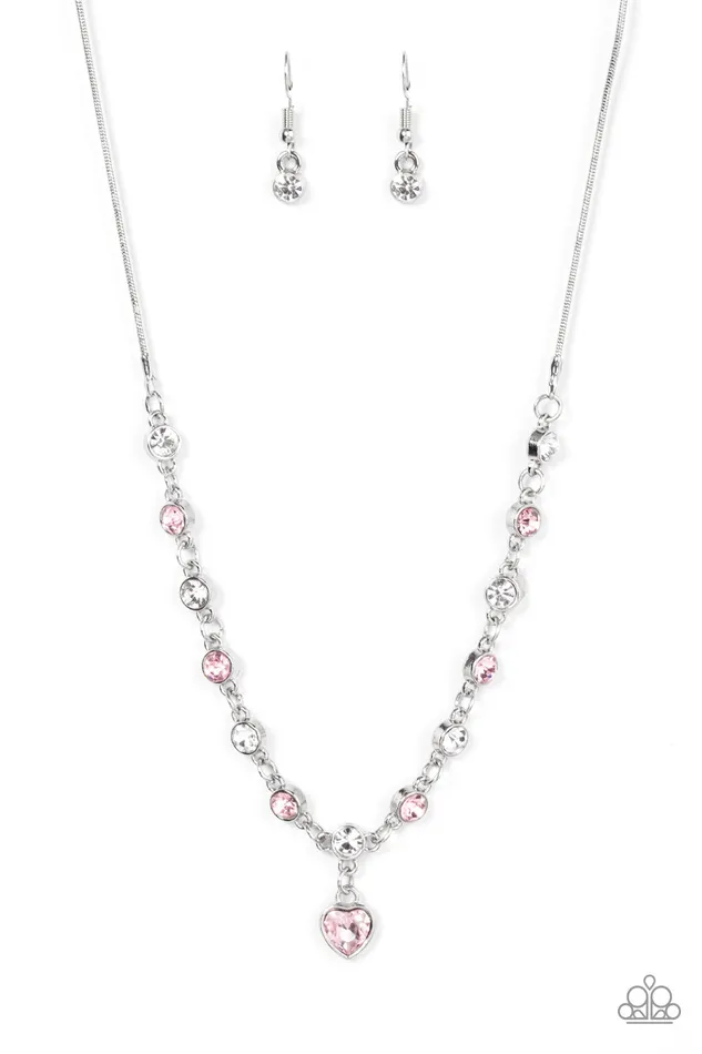 Paparazzi Accessories Necklaces True Love Trinket Pink Rhinestone Heart Necklace Paparazzi Paparazzi Accessories Necklaces True Love Trinket Pink Rhinestone Heart Necklace Paparazzi