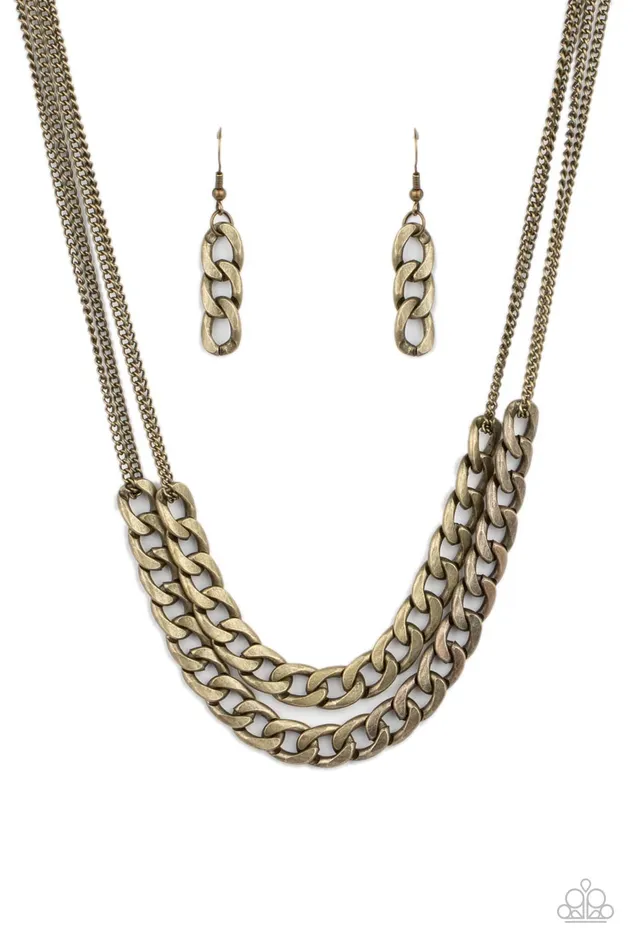 Paparazzi Accessories Necklaces Urban Culture Brass Layered Necklace Paparazzi