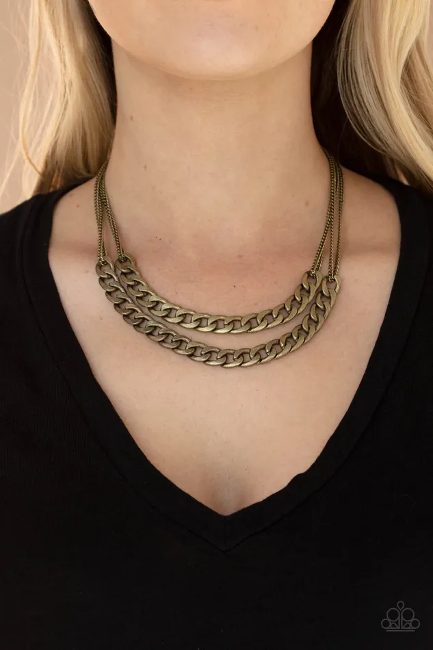 Paparazzi Accessories Necklaces Urban Culture Brass Layered Necklace Paparazzi