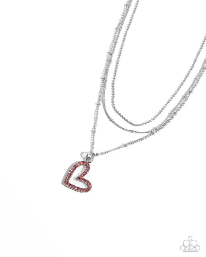 Paparazzi Accessories Necklaces Valentines Day Decadence Pink Rhinestone Heart Silver Layered Short Necklace Paparazzi Paparazzi Accessories Necklaces Valentines Day Decadence Pink Rhinestone Heart Silver Layered Short Necklace Paparazzi