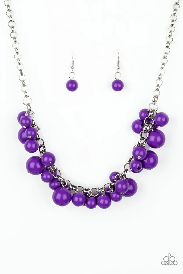 Paparazzi Accessories Necklaces Walk This BROADWAY Purple Bead Silver Necklace