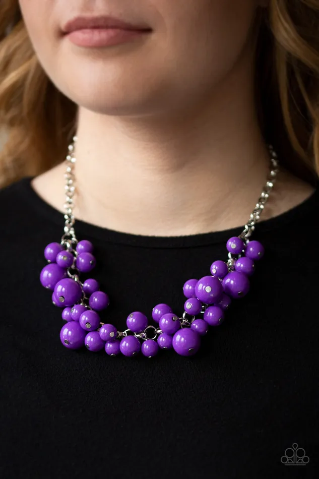 Paparazzi Accessories Necklaces Walk This BROADWAY Purple Bead Silver Necklace