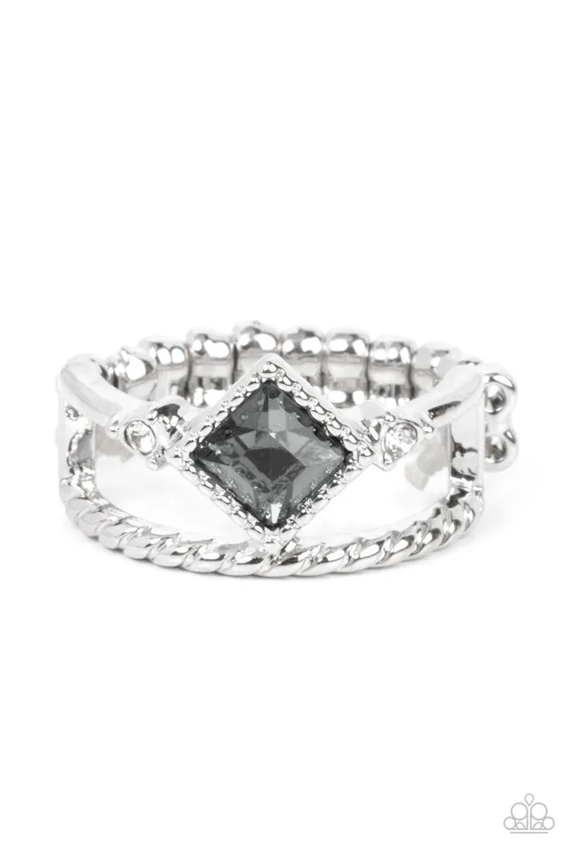 Paparazzi Accessories Rings Angling for Attention Silver Smoky Square Gem Ring Paparazzi Paparazzi Accessories Rings Angling for Attention Silver Smoky Square Gem Ring Paparazzi