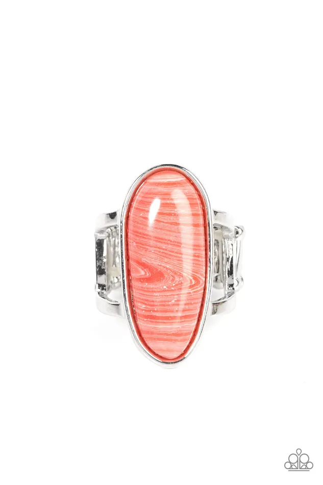 Paparazzi Accessories Rings Eco Expression Pink Oblong Silver Ring Paparazzi