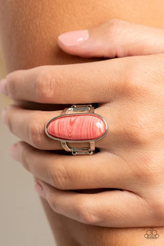 Paparazzi Accessories Rings Eco Expression Pink Oblong Silver Ring Paparazzi