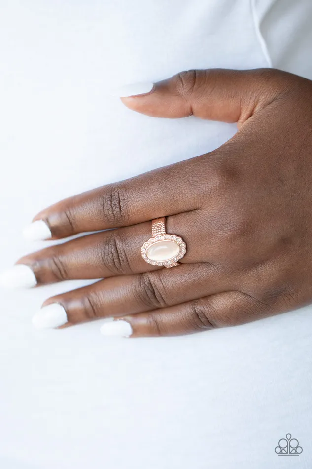 Paparazzi Accessories Rings Fabulously Flawless Rose Gold Peach Cats Eye Stone Ring Paparazzi
