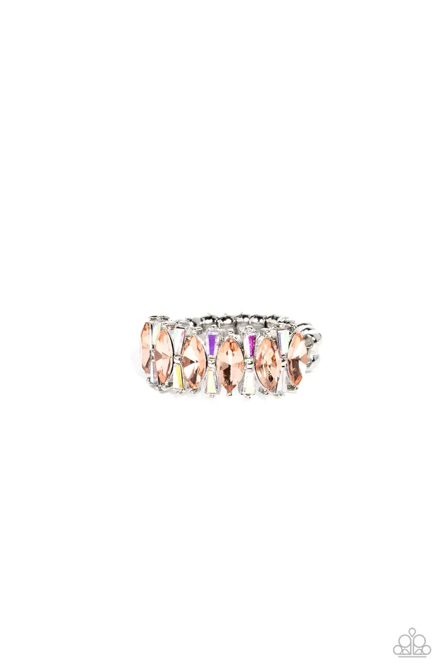 Paparazzi Accessories Rings Kaleidoscopic Knockout Orange Iridescent Rhinestone Silver Ring Paparazzi Paparazzi Accessories Rings Kaleidoscopic Knockout Orange Iridescent Rhinestone Silver Ring Paparazzi
