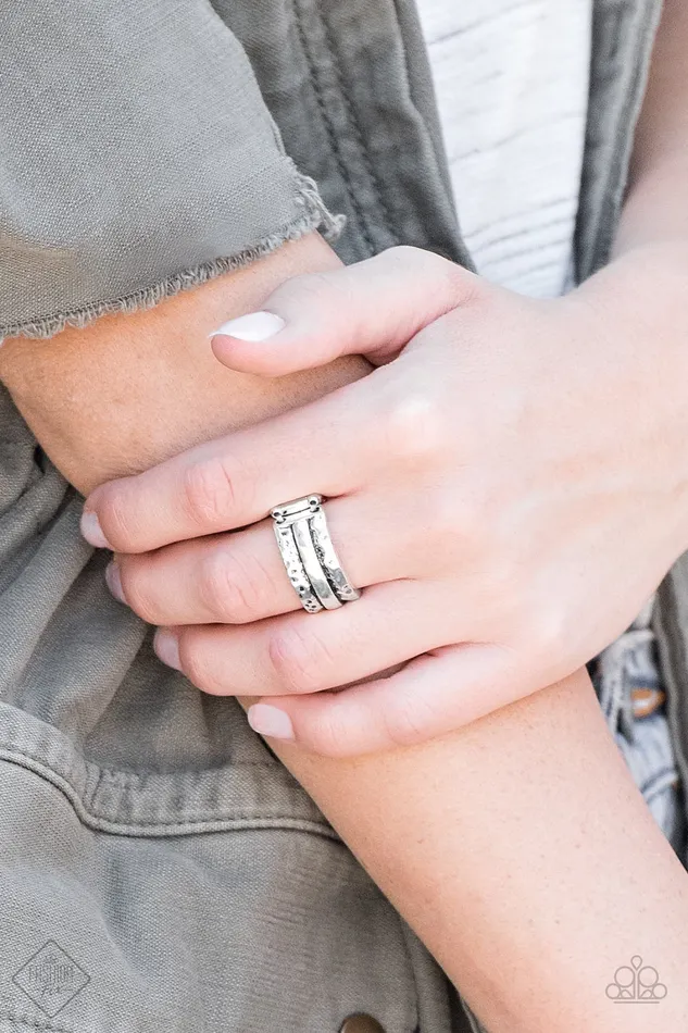 Paparazzi Accessories Rings Paparazzi Just Go For GRIT Silver Ring Fashion Fix 2019 Exclusive