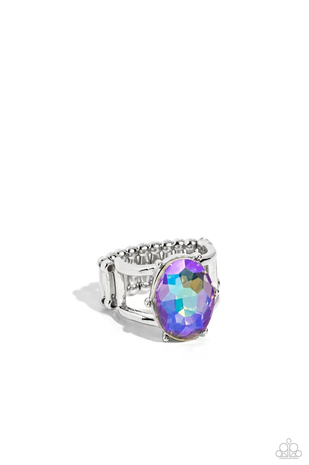 Paparazzi Accessories Rings Prismatically Pronged Multi UV Shimmer Gem Silver Ring Paparazzi Paparazzi Accessories Rings Prismatically Pronged Multi UV Shimmer Gem Silver Ring Paparazzi