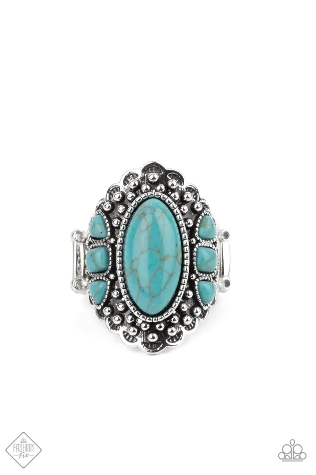 Paparazzi Accessories Rings Rustler Road Blue Turquoise Silver Ring
