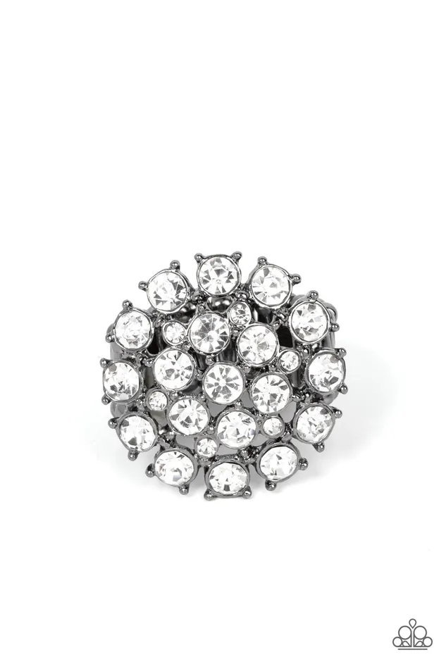 Paparazzi Accessories Rings SELFIEConfidence Black Gun Metal White Rhinestone Ring Paparazzi Paparazzi Accessories Rings SELFIEConfidence Black Gun Metal White Rhinestone Ring Paparazzi