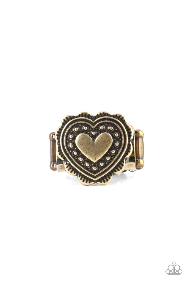 Paparazzi Accessories Rings Southern Soulmate Brass Heart Ring Paparazzi