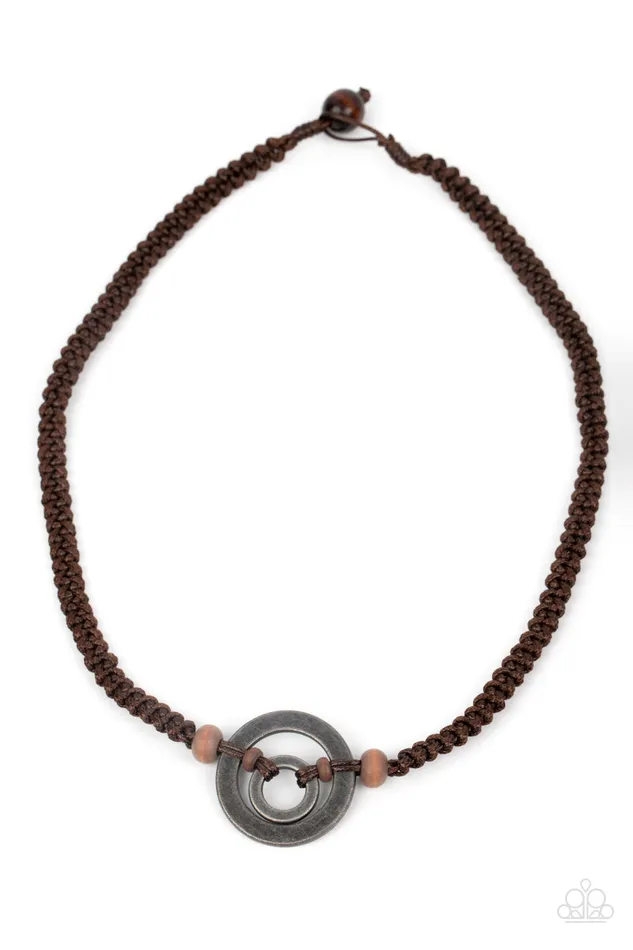 Paparazzi Accessories Rural Reef Brown Wood Bead Silver Circle Urban Necklace Paparazzi Necklaces Paparazzi Accessories Rural Reef Brown Wood Bead Silver Circle Urban Necklace Paparazzi Necklaces