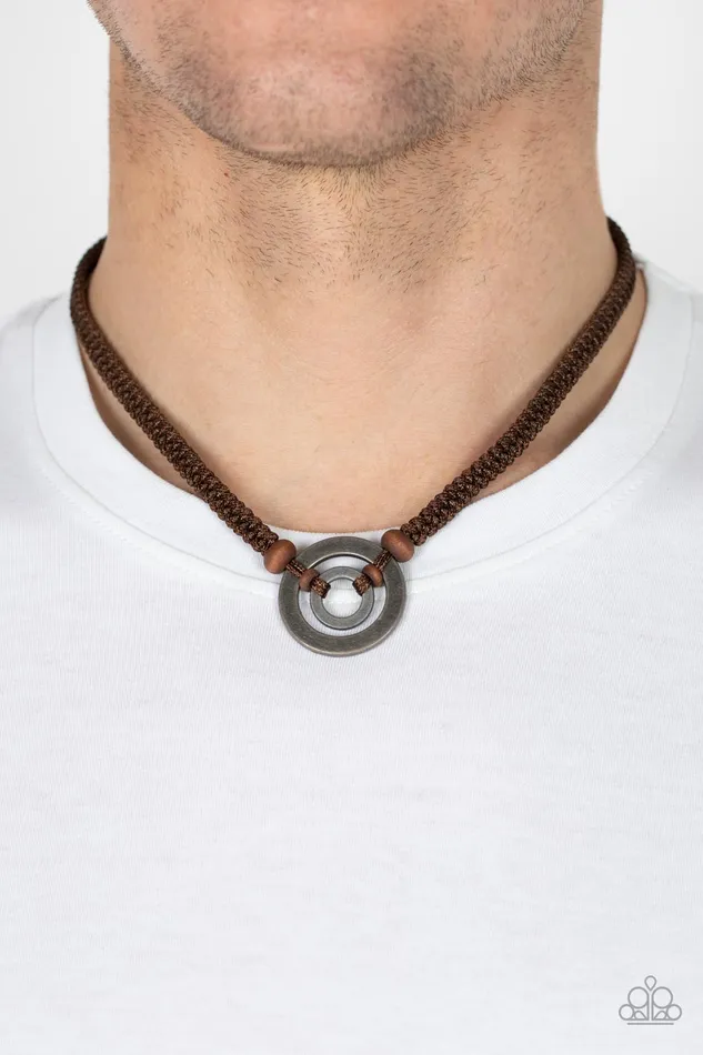 Paparazzi Accessories Rural Reef Brown Wood Bead Silver Circle Urban Necklace Paparazzi Necklaces