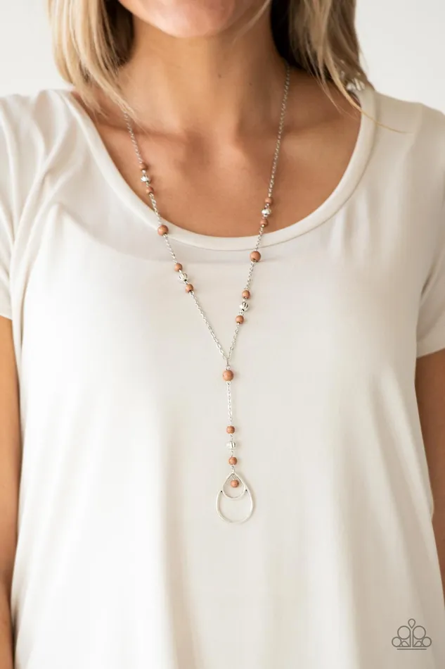 Paparazzi Accessories Sandstone Savannahs Paparazzi Brown Stone Silver Bead Y Necklace Necklaces Paparazzi Accessories Sandstone Savannahs Paparazzi Brown Stone Silver Bead Y Necklace Necklaces