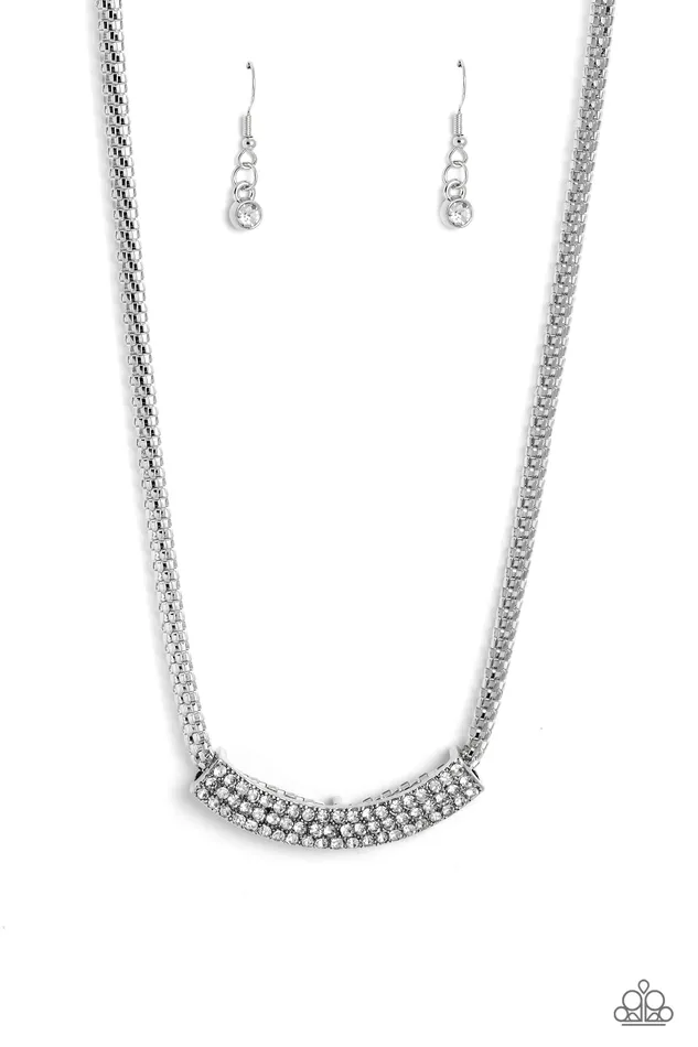 Paparazzi Accessories Swing Dance Dream White Rhinestone Silver Short Necklace Paparazzi Necklaces Paparazzi Accessories Swing Dance Dream White Rhinestone Silver Short Necklace Paparazzi Necklaces