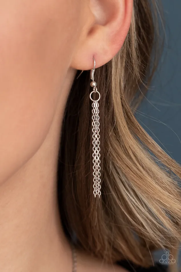 Paparazzi Accessories The GLAMma Paparazzi White Rhinestone Silver Stamped Necklace Necklaces