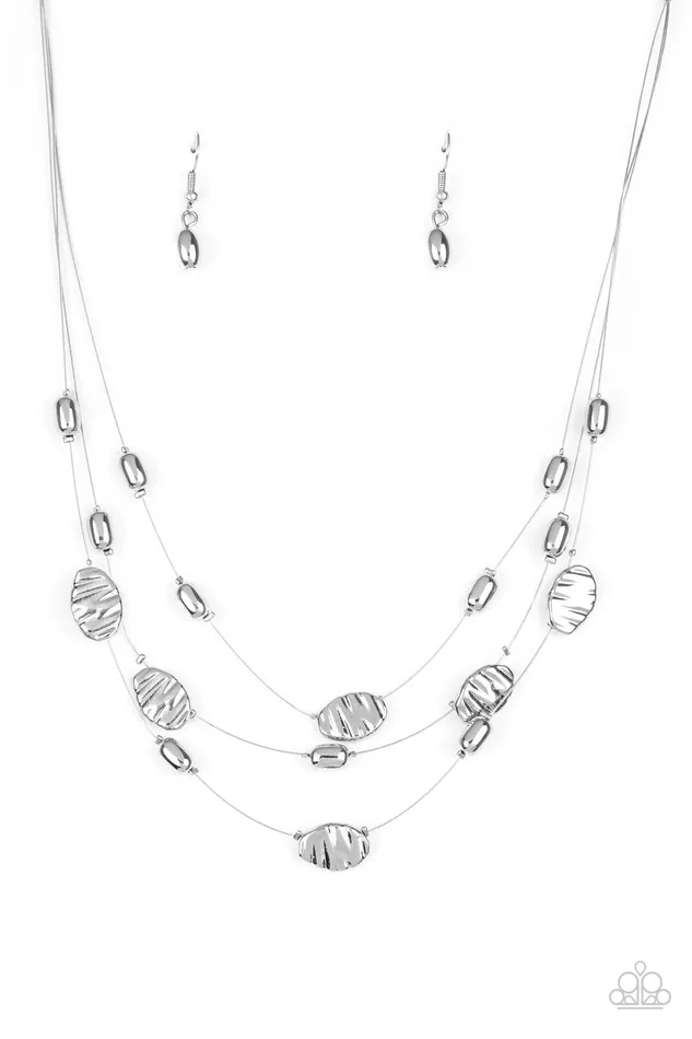 Paparazzi Accessories Top ZEN Silver Hammered Bead Wire Layered Necklace Paparazzi Necklaces Paparazzi Accessories Top ZEN Silver Hammered Bead Wire Layered Necklace Paparazzi Necklaces