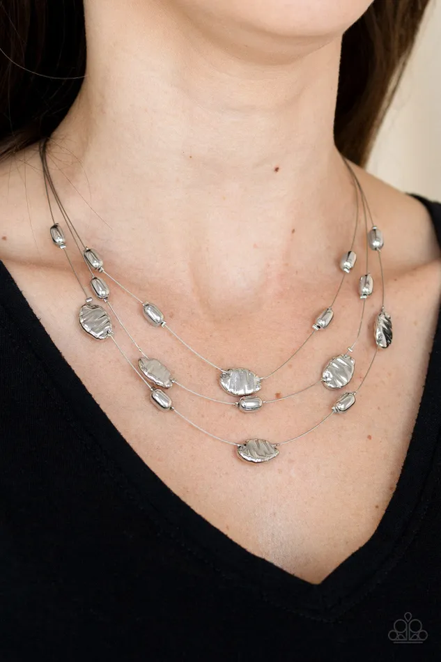 Paparazzi Accessories Top ZEN Silver Hammered Bead Wire Layered Necklace Paparazzi Necklaces
