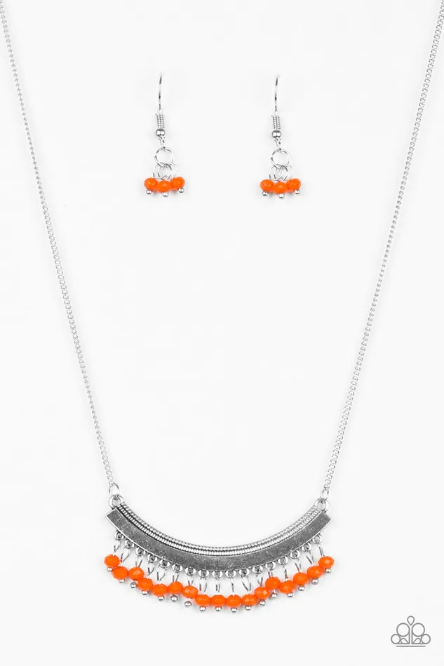 Paparazzi Fringe Fever Orange Bead Silver Crescent Necklace Paparazzi Accessories Necklaces Paparazzi Fringe Fever Orange Bead Silver Crescent Necklace Paparazzi Accessories Necklaces